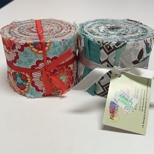 2 Multi-Colored Jelly Roll Cotton Fabric Strips